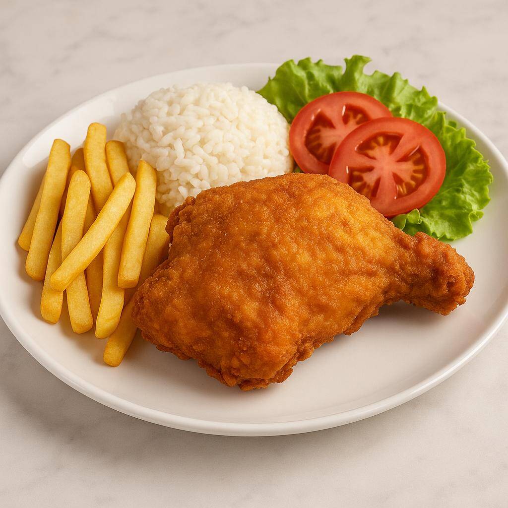Pollo Frito con Papas Fritas