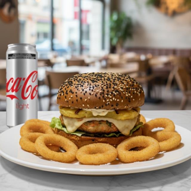 COMBO BURGER DE CAMARÓN HAWAIANA