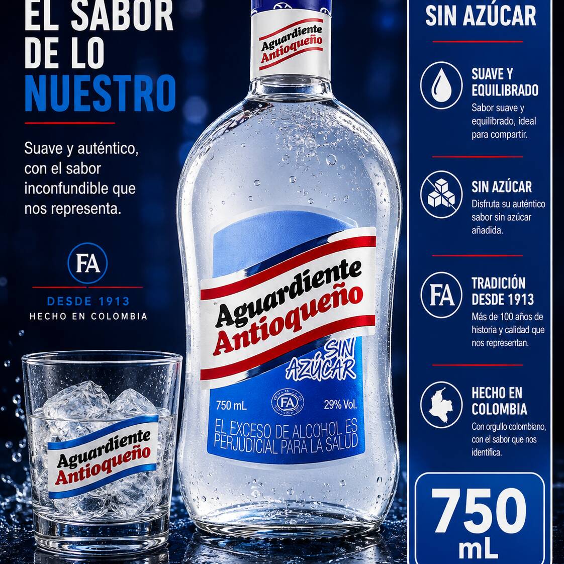 Aguardiente Antioqueño Azul X 750ML