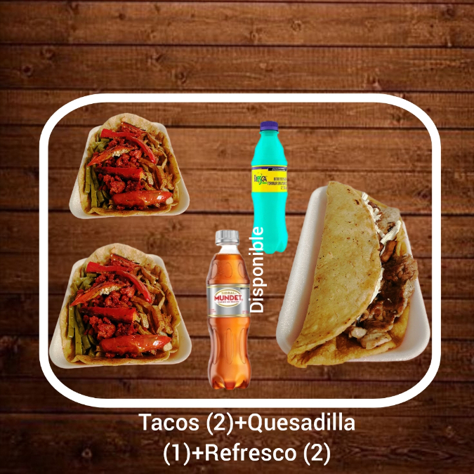 COMBO TACO DE LONGANIZA+QUESADILLA+REFRESCO