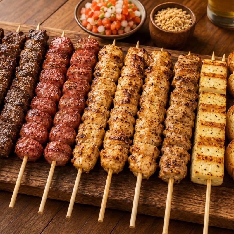 **Combo Torcida Abraza Premium**
O maior sucesso da casa para reunir a torcida e transformar qualquer jogo em um verdadeiro churrasco na brasa! Perfeito para compartilhar com a família e os amigos, com muito sabor, variedade e bebidas geladas.
**30 Espetos Tradicionais**
Carne Bovina
Frango Grelhado
Linguiça Toscana
**500g de Batata Frita Crocante**
**6 Heineken Long Neck 330ml**
**3 Coca-Colas 600ml**
Um combo completo, ideal para assistir aos grandes jogos, confraternizações e momentos especiais.
**Serve até 10 pessoas.**