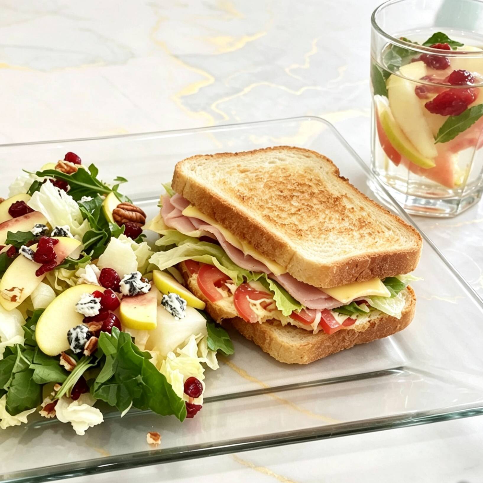 Paquete Sandwich, Media Ensalada y Agua del Día