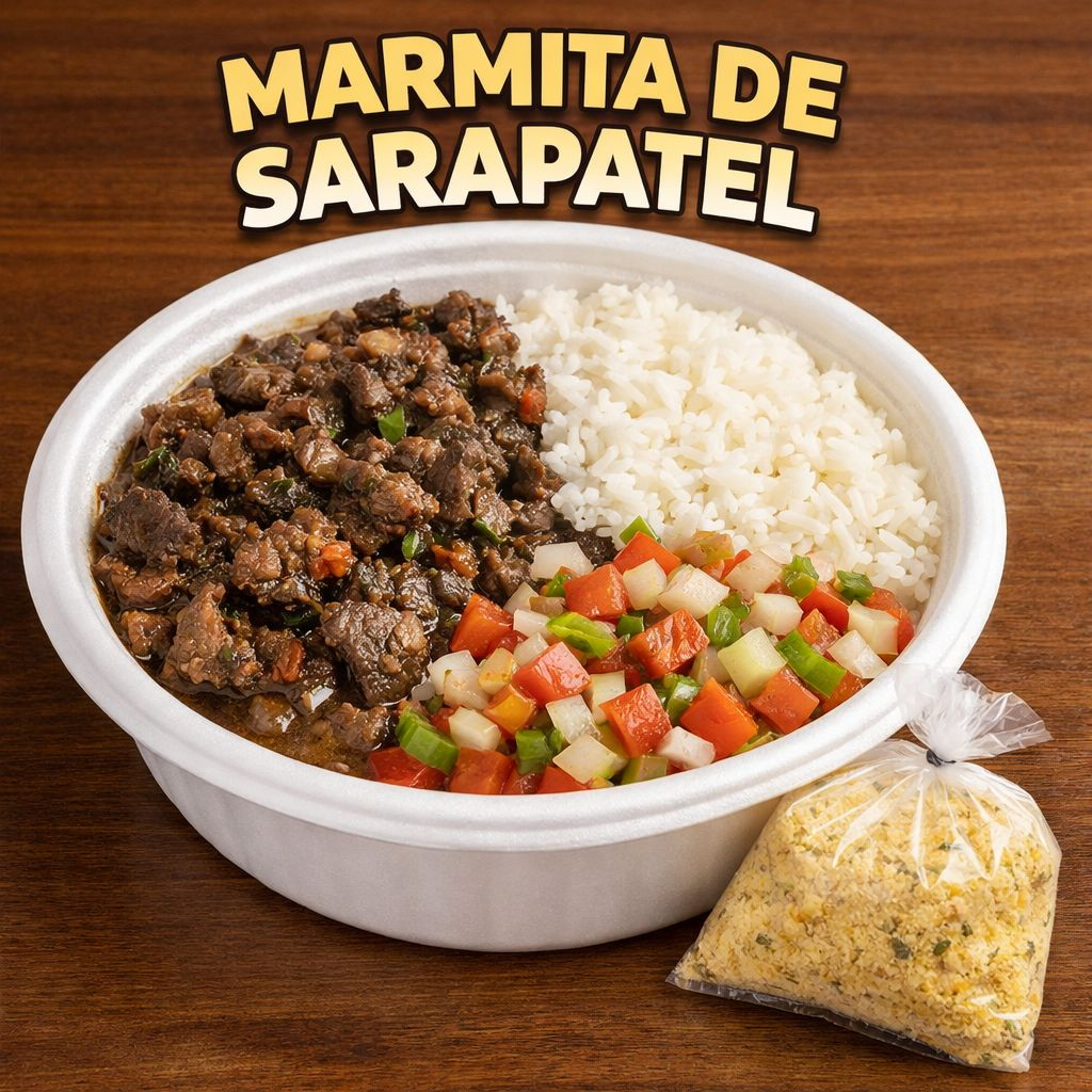 MARMITA DE SARAPATEL SUÍNO 🐷🔥 Sarapatel suíno bem temperado, suculento e cheio de sabor nordestino! Acompanha arroz branco soltinho, vinagrete fresquinho e farofa crocante à parte. Marmita bem servida, feita na hora, perfeita para quem quer uma refeição completa, caseira e com aquele gostinho de comida raiz. Peça agora e aproveite! 😋🍛