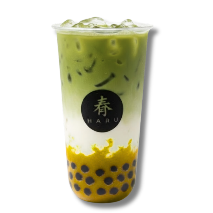 Peach matcha latte