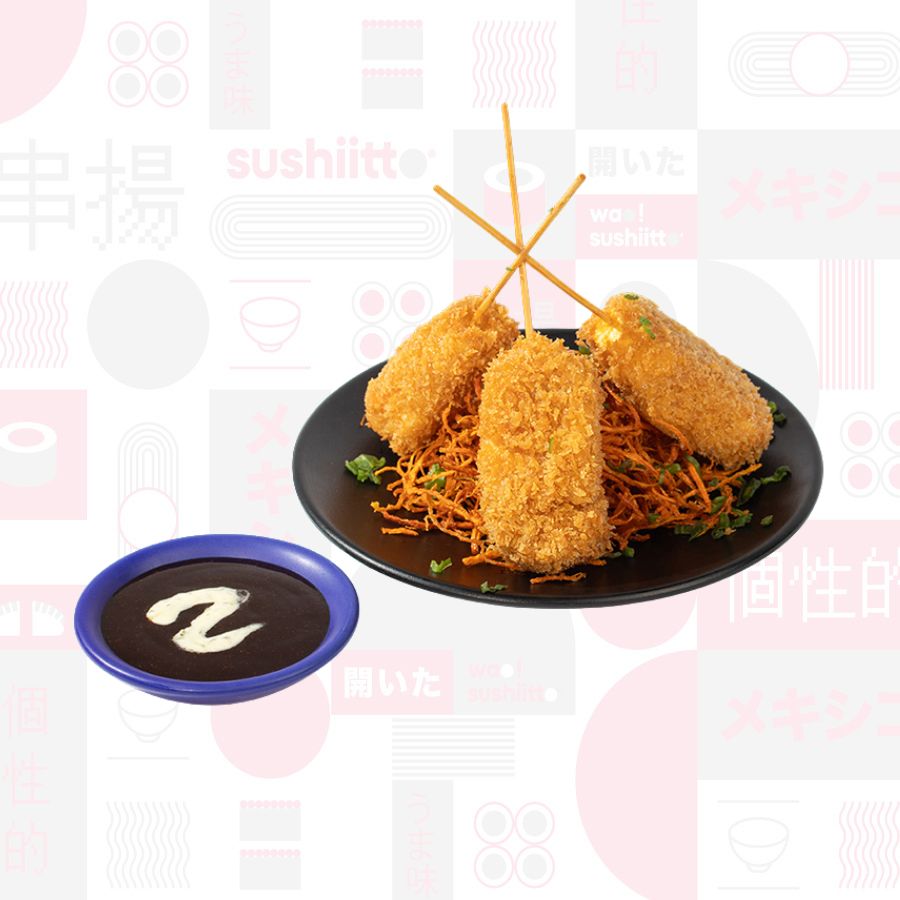3 Kushiages Plátano/Queso