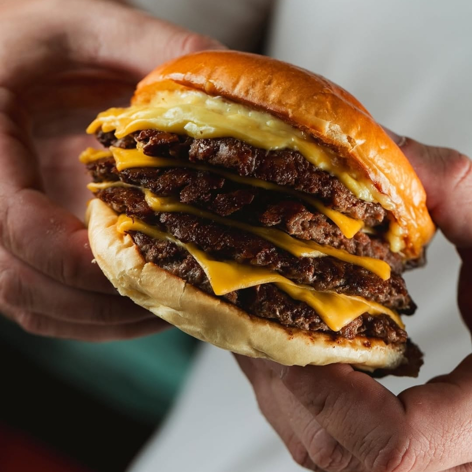 2x Pao de Brioche, 4 Smash de 90g, muito queijo fatiado, e maionese verde da casa!