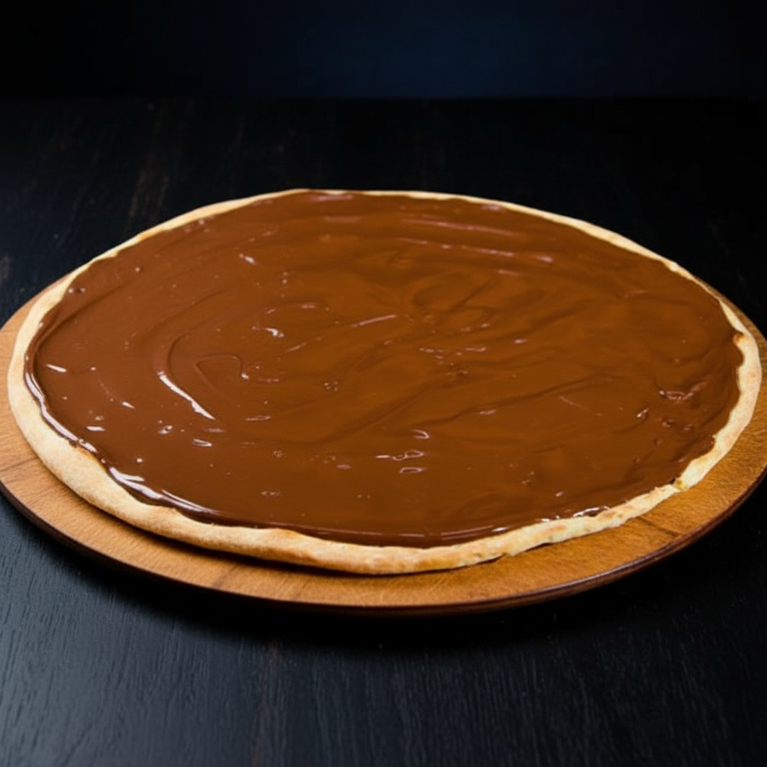 Pizza feita com massa artesanal, coberta com bastante chocolate de excelente qualidade. Tradicional e favorita de muitos.