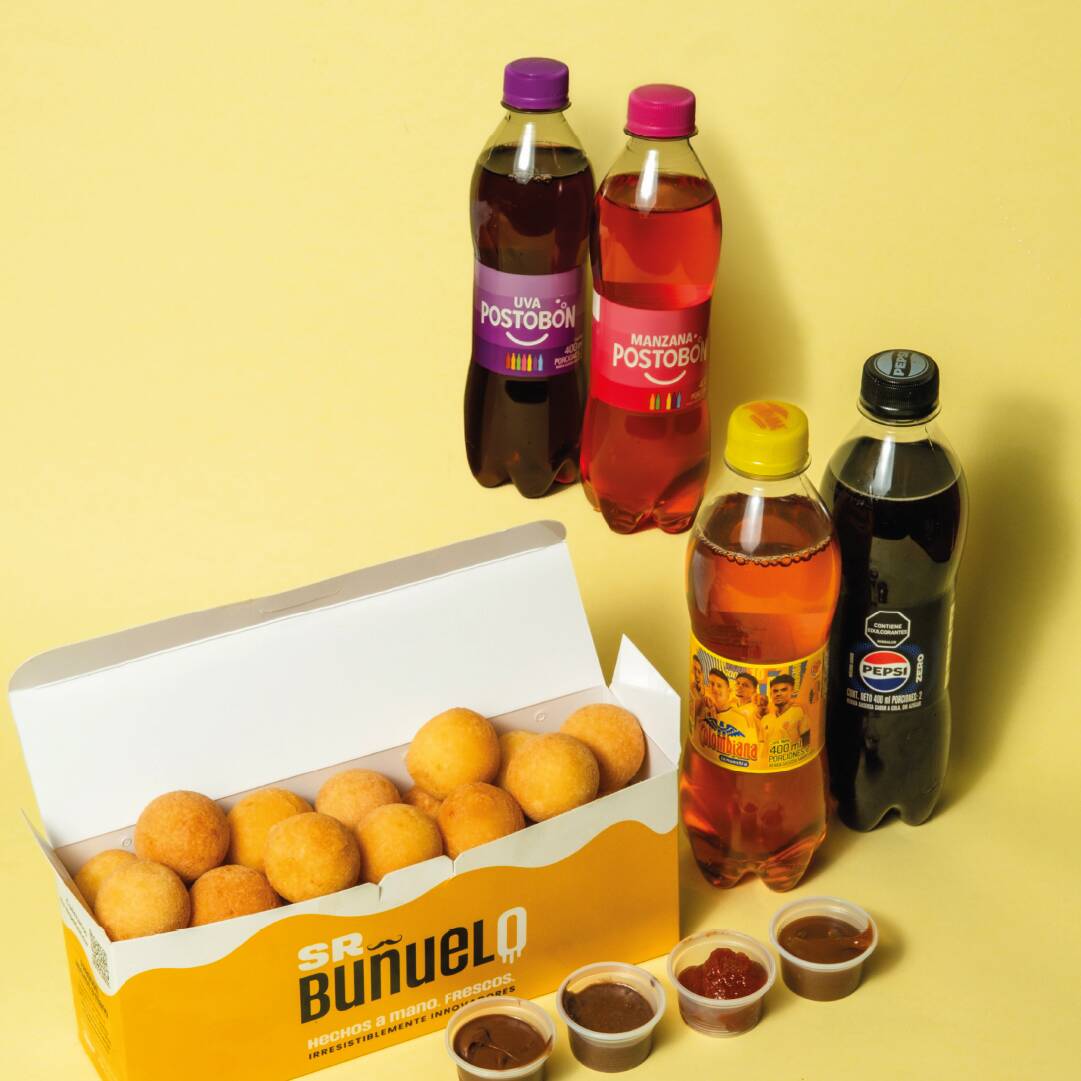 30 Mini Buñuelos + 4 Gaseosas 400ml
