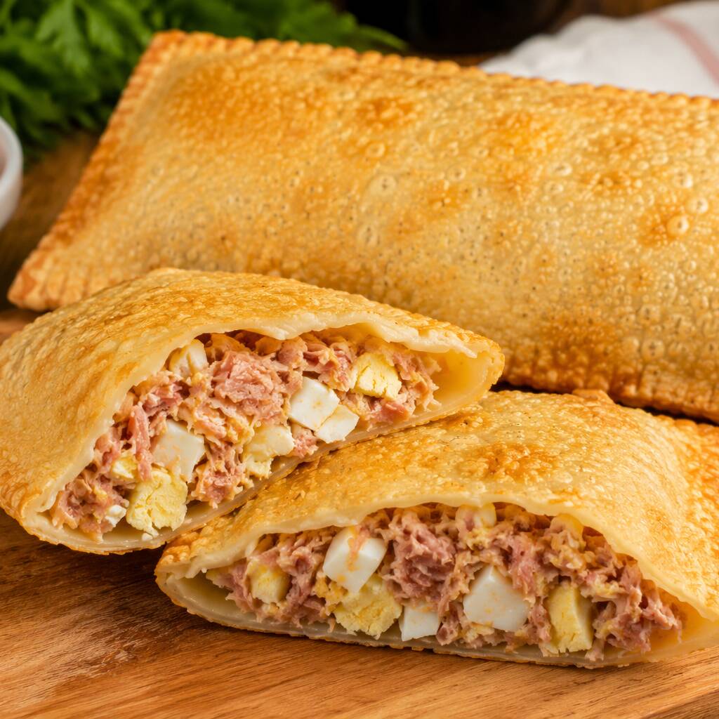 Calabresa bem douradinha e saborosa, combinada com ovo, formando um recheio suculento e cheio de sabor. Tudo envolvido em uma massa sequinha, crocante e douradinha. Uma combinação simples, caprichada e irresistível! 🤤