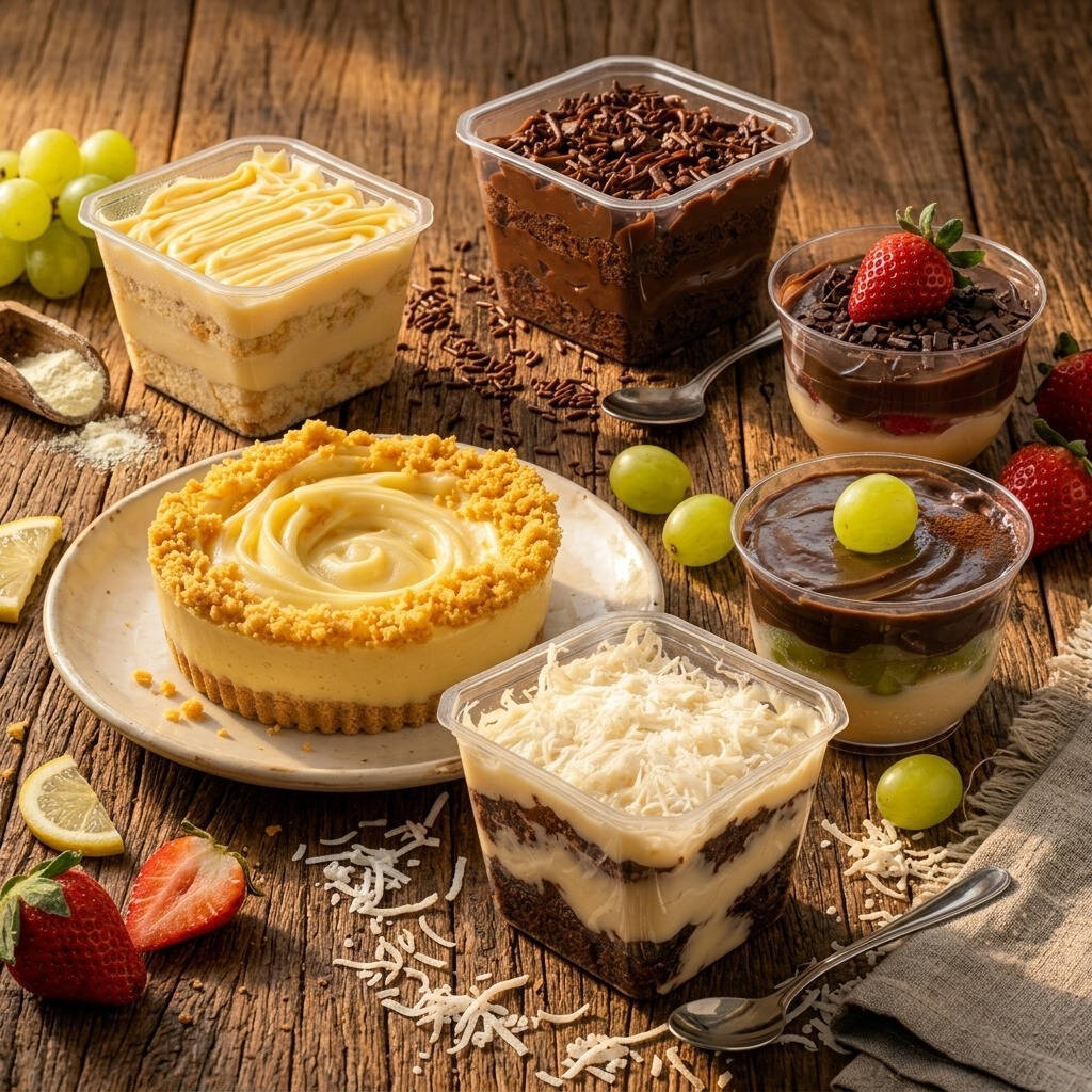 Dupla perfeita pra quem ama doce! 🤤 Escolha 2 sobremesas no pote, super cremosas e feitas com todo cuidado — impossível comer só uma!