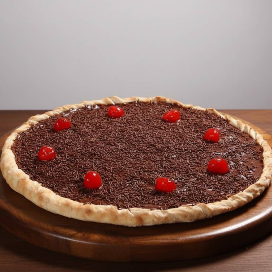 Chocolate ao leite, chocolate granulado e cereja