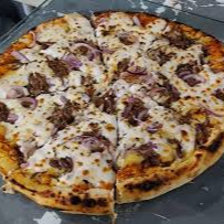 mussarela, charque, cebola e orégano