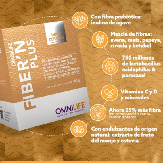 FIBER'N PLUS (SABOR DURAZNO)