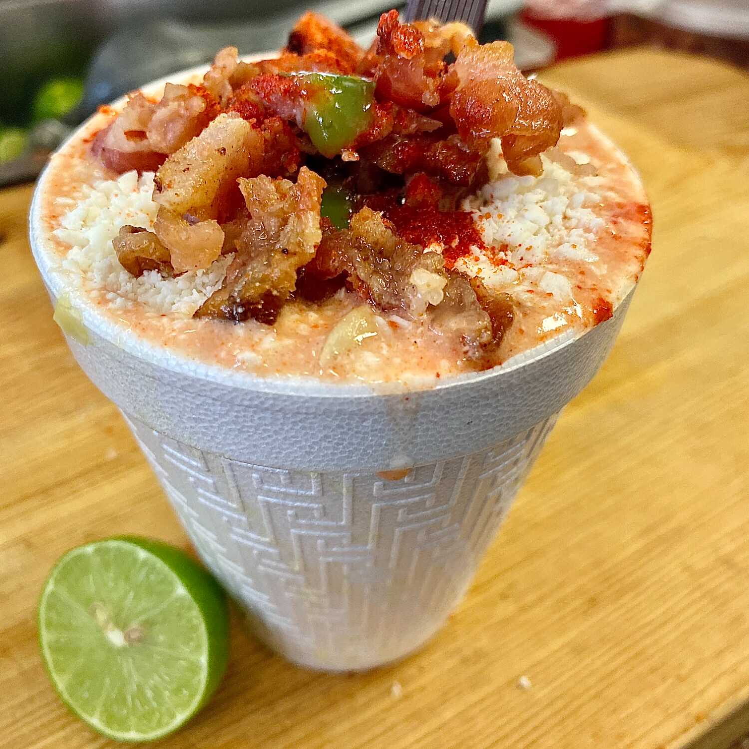 Esquite con Tocino