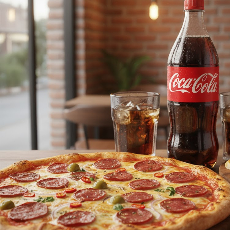 Pizza de Marguerita (8 pedaços), massa tradicional + Coca-cola 2L