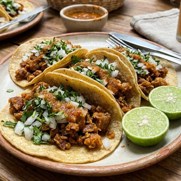 3 Tacos de Chicharron Prensado + Agua de Jamaica