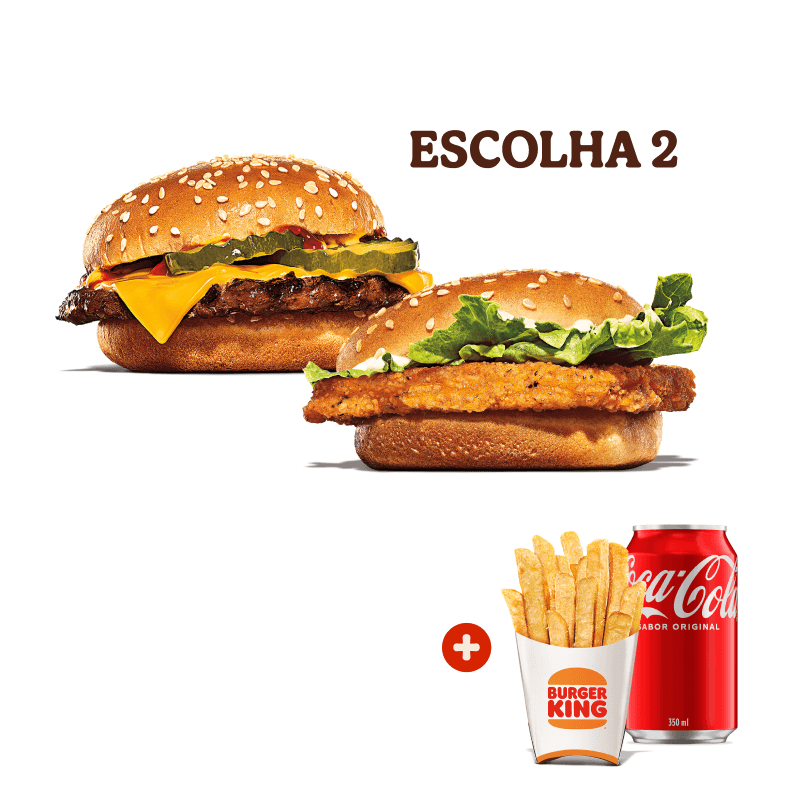 Procurando um almoço no precinho?! Nosso combo 2 sandubinhas foi pensado pra você! Escolha 2 sanduíches entre: Cheeseburger e Chicken Junior.
