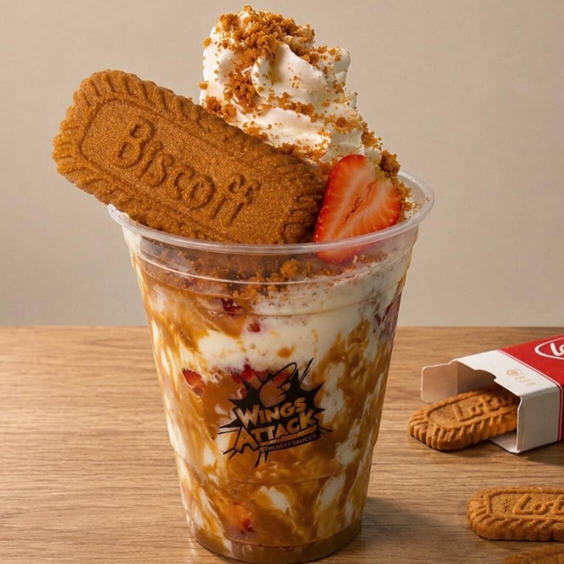 Fresas con Crema, y galleta Lotus Biscoff