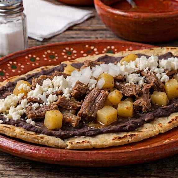 Huaraches Bistec con Papas