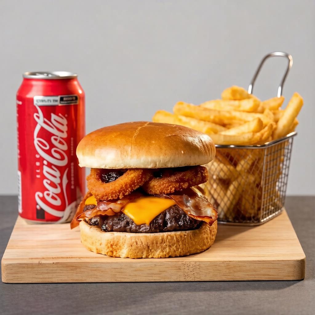 1 Rb Onion Rings + 1 batata frita de 150g + 1 refrigerante lata de 350ml ou suco lata.
