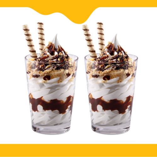 Aproveite essa combinação perfeita para adoçar seu Dia, 2 (dois) Top Sundae com cobertura de chocolate.