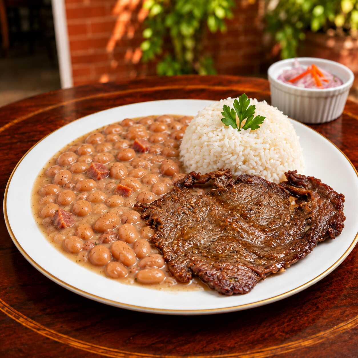 Frejoles Con Bistec
