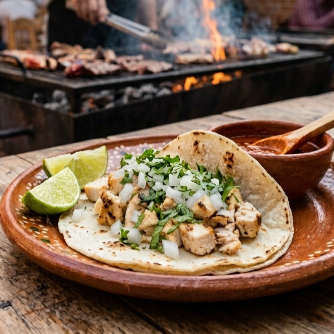Taco de Pechuga de Pollo Al Carbón