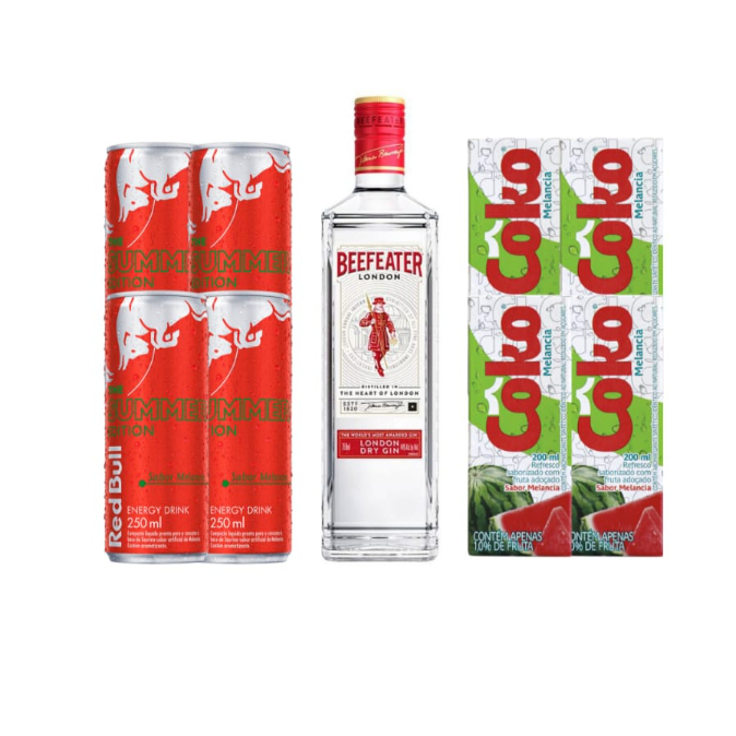 1 Garrafa 750ml + 4 Gelo de Melancia + 4 Red Bull Melancia 250ml