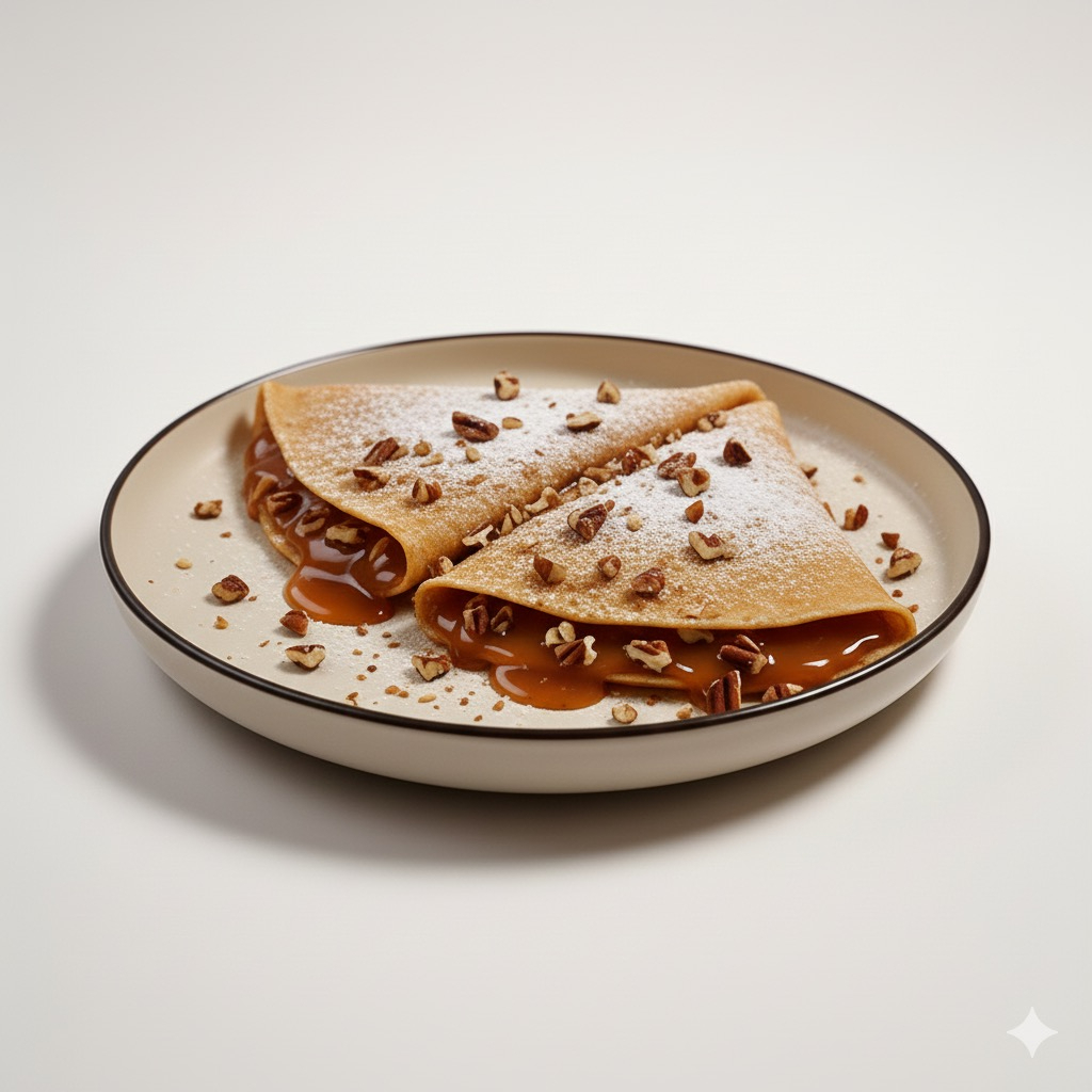 Crepa de Cajeta con Nuez Quebrada