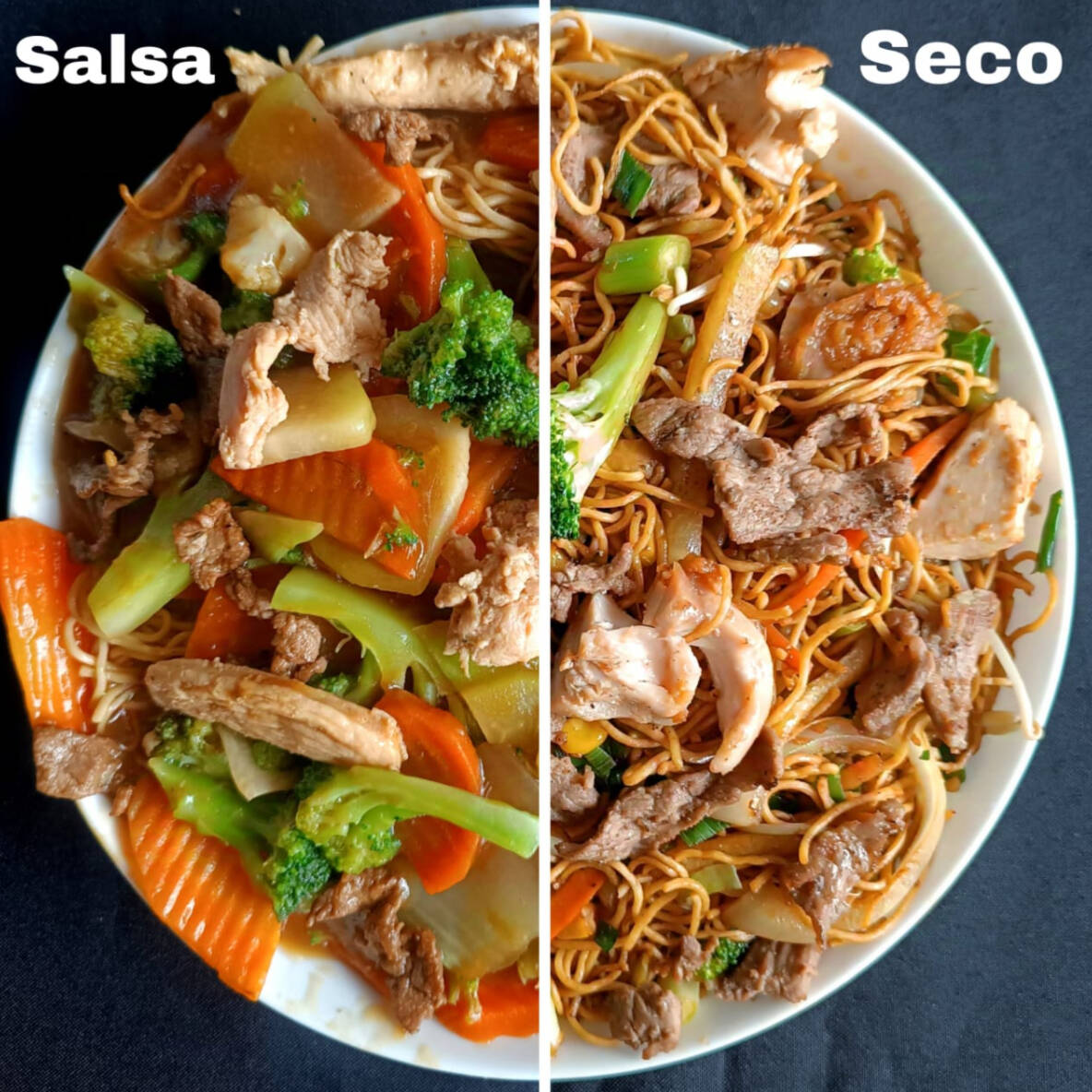 Con pollo y carne
