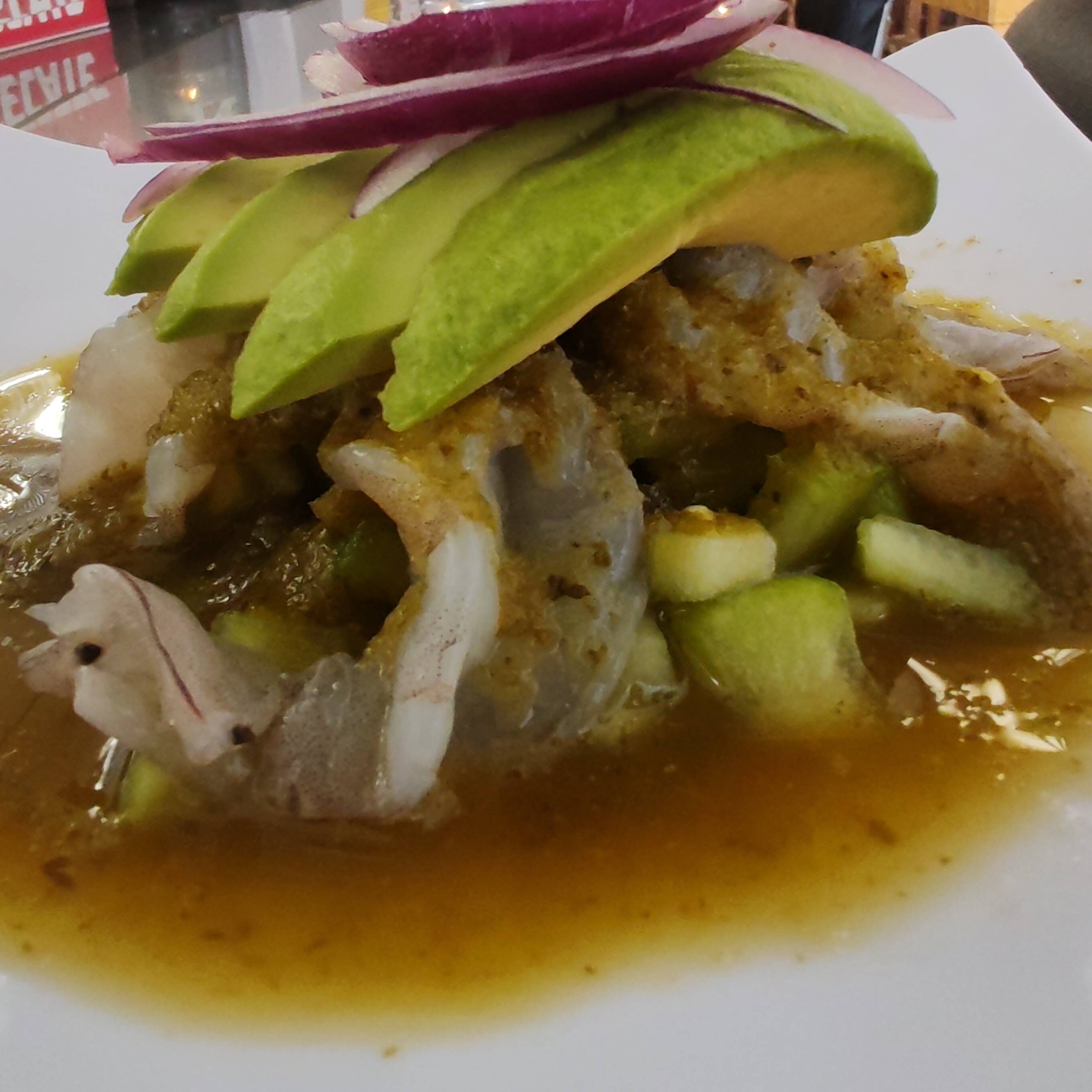 Tostada de Aguachile de Camaròn VERDE