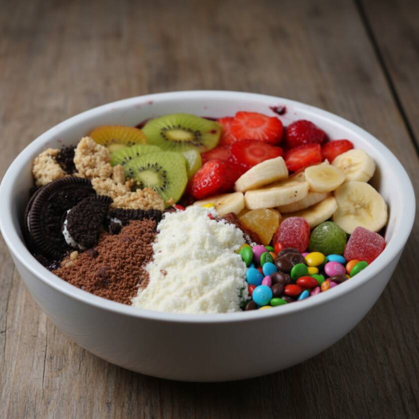 Escolha os complementos quiser, quanto maior a quantidade de itens escolhidos menor será a proporção de cada