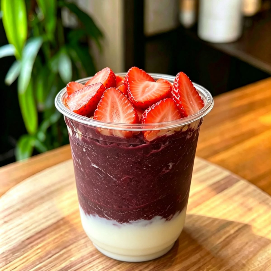 Açaí, Leite Condensado, Leiteem Pó, Morango, Granola.