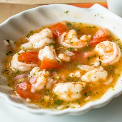Ceviche Mixto Pescado Blanco y Camarones.