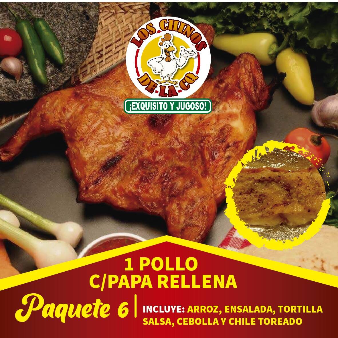 1 Pollo con Papa Rellena
