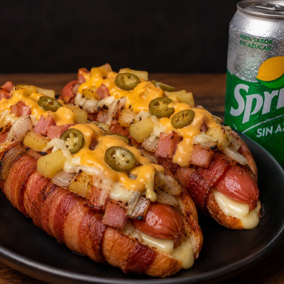2 hotdogs super hawaianos+ refresco 🔥🥤