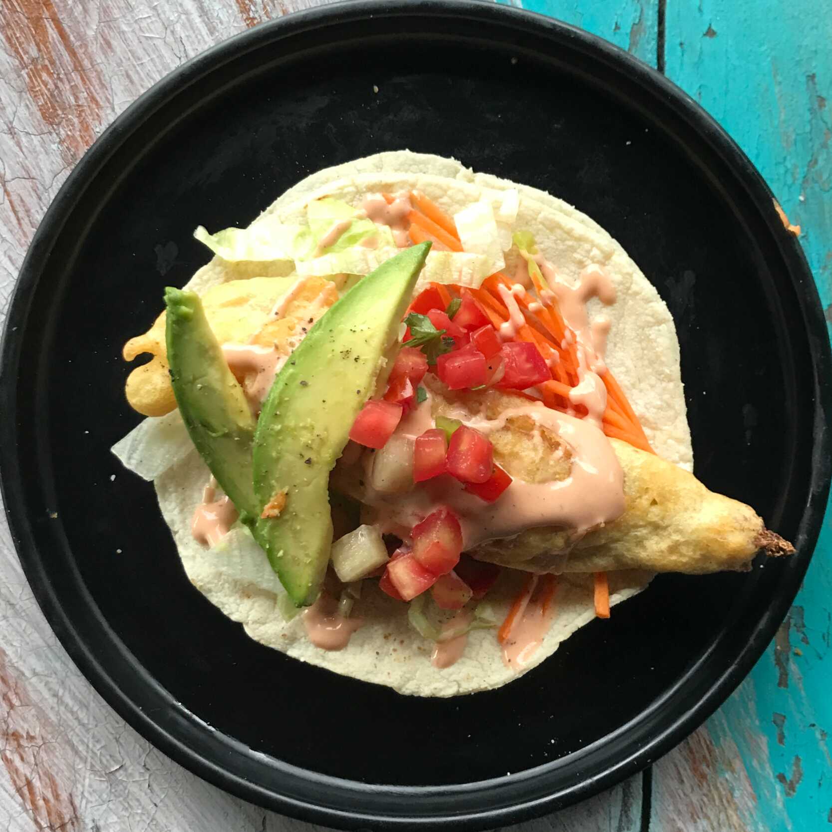 taco mixto pescado y camaron 4pza