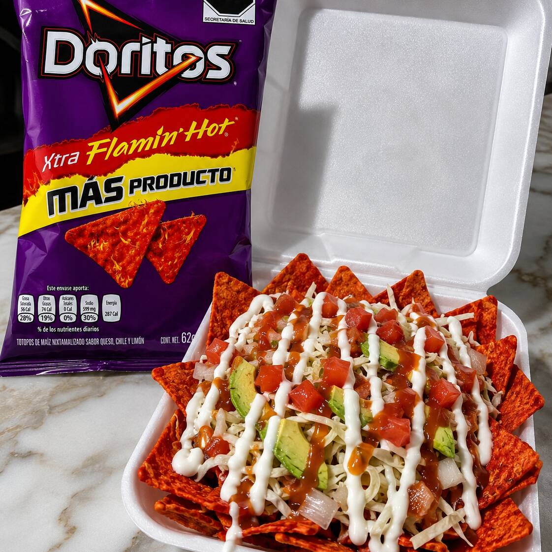 Doritos flamingo hot preparados