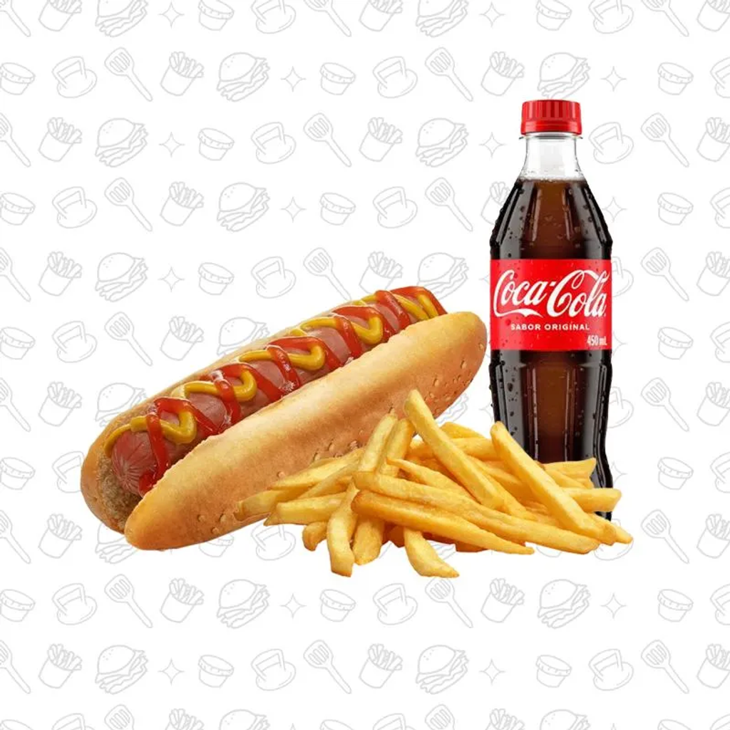 COMBO 8 1 BIG HOTDOGS+ PAPAS Y REFRESCO