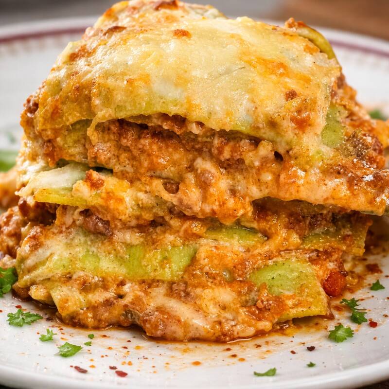 Massa fresca artesanal verde, ragù de carne (receita original bolonhesa), bechamel e Parmigiano DOP. (Para finalizar no forno)