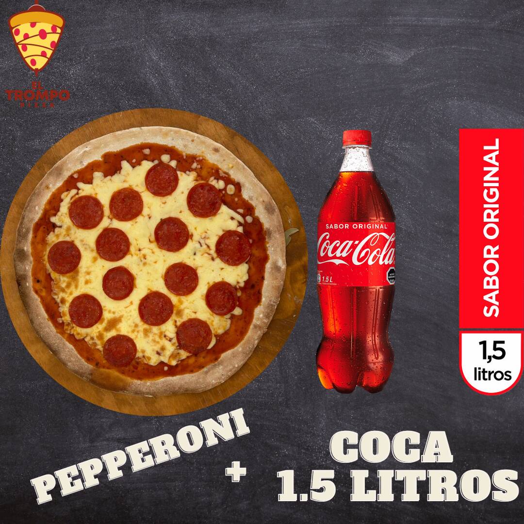 Pizza de pepperoni + Coca Cola 1.5 L