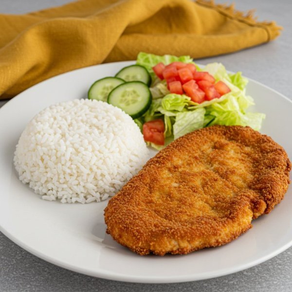 Milanesa con Arroz y Ensalada