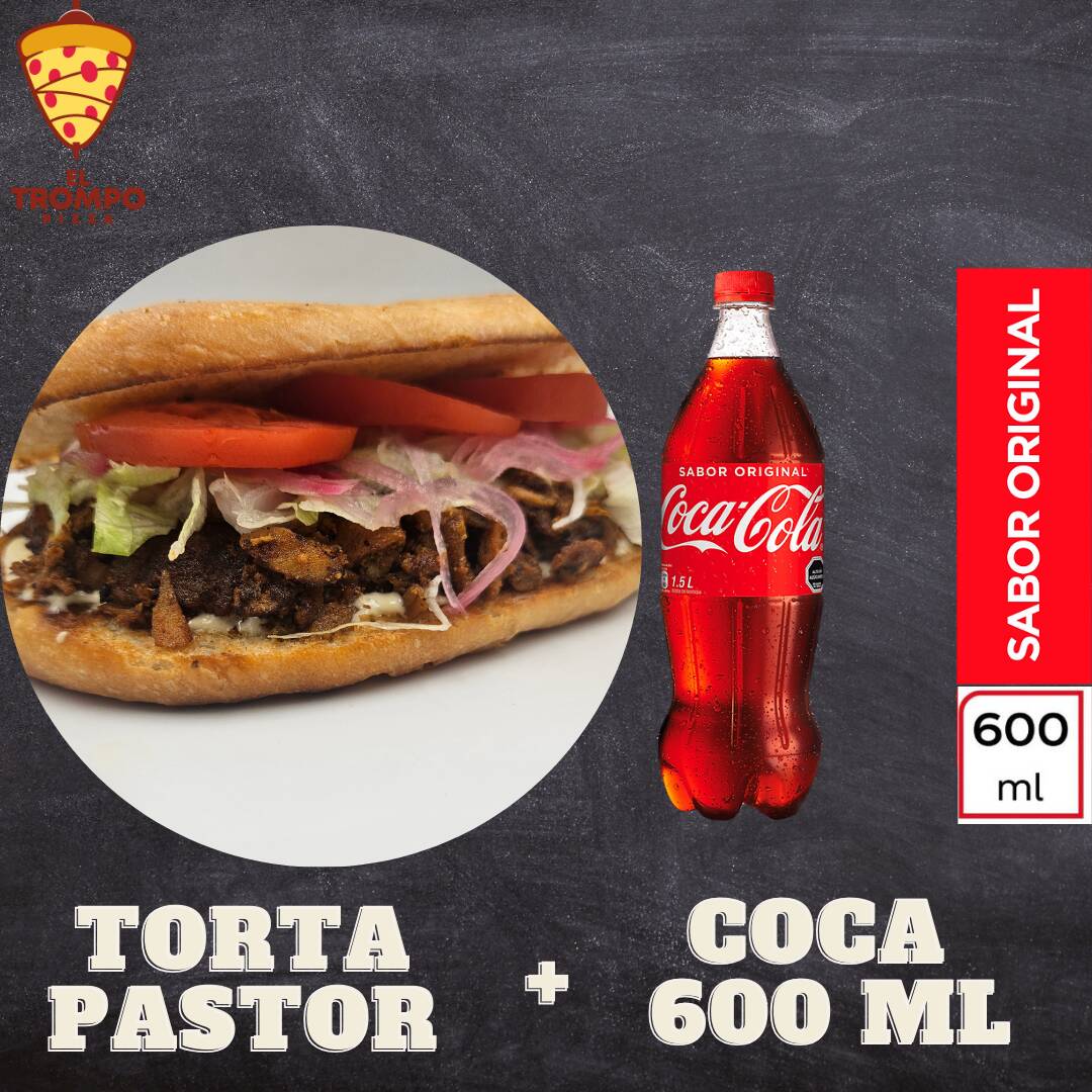 Torta al Pastor + Coca Cola 600 ml