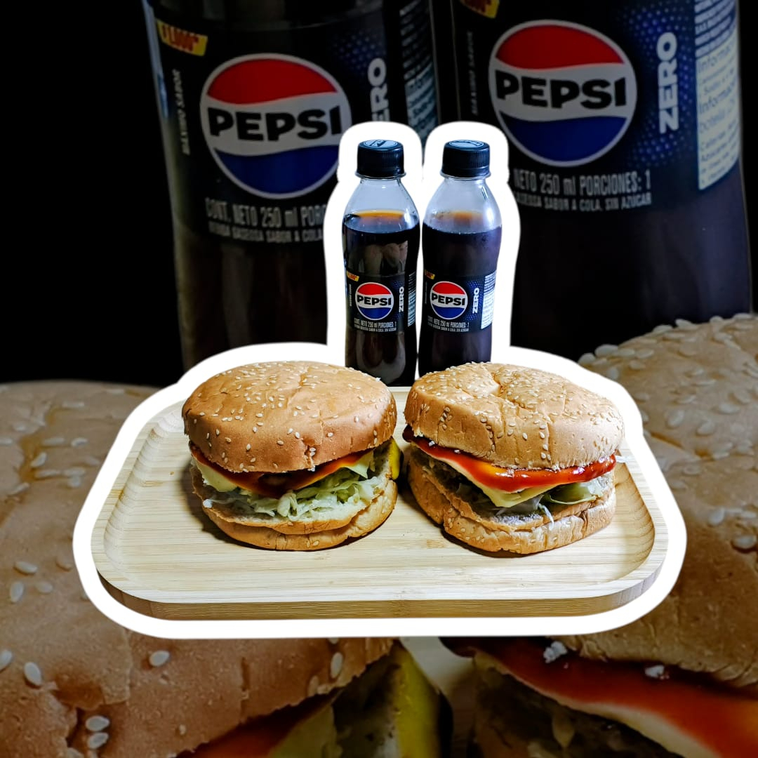 2X HAMBURGUESAS CLASICAS + 2 Gaseosas 250 Ml