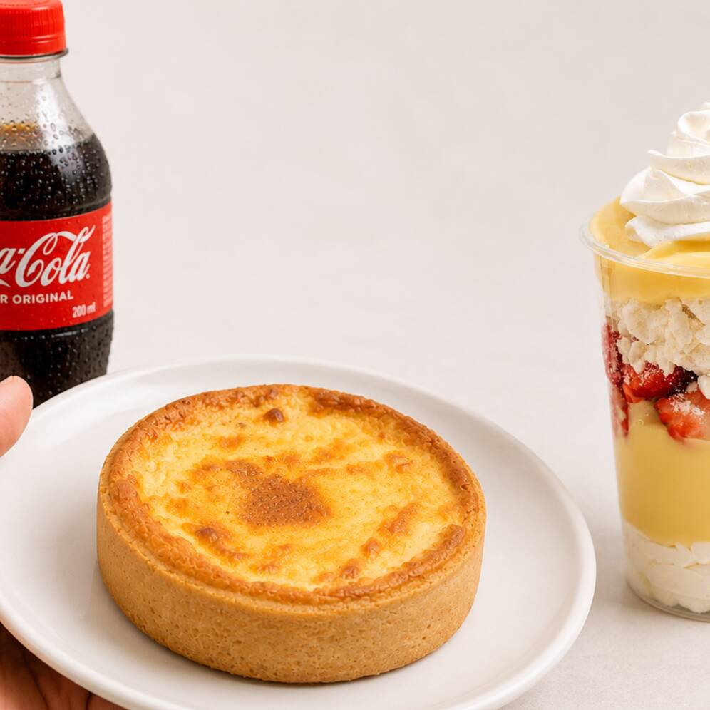 Copo da felicidade a sua escolha do cardápio + uma quiche quentinha de quatro queijos + uma coca cola 200ml geladinha !