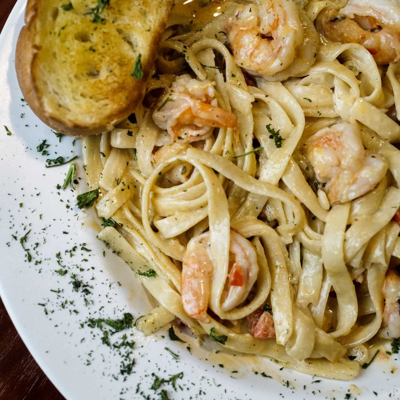 Fetuccini con camarón