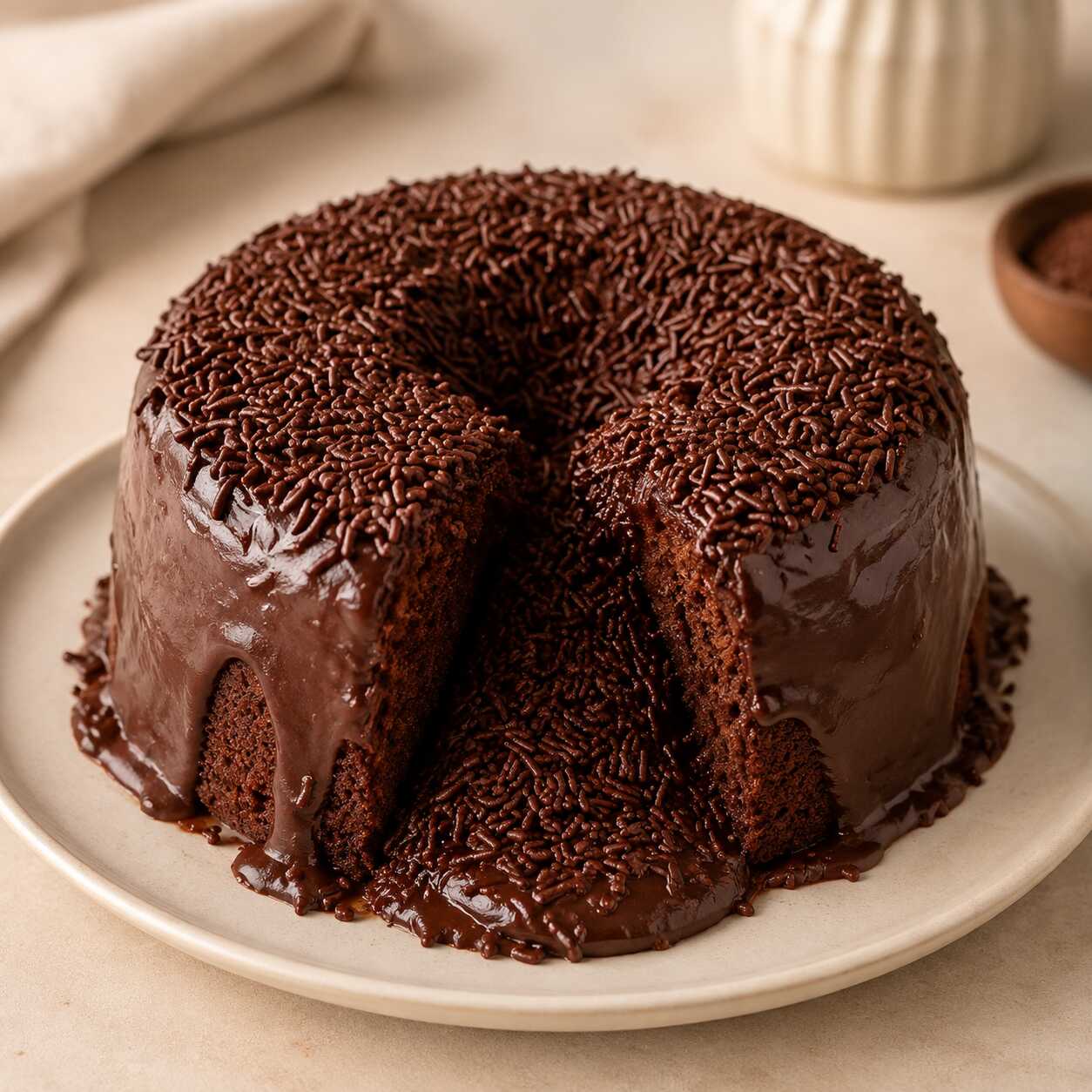 Bolo de chocolate macio e saboroso, coberto com brigadeiro cremoso e finalizado com bastante granulado de chocolate. Uma combinação irresistível para compartilhar em família, comemorar momentos especiais ou simplesmente adoçar o dia.
Peso aproximado: 1,2 kg.