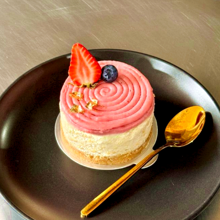 Cheesecake Individual Horneado De Vainilla Y Fresa
