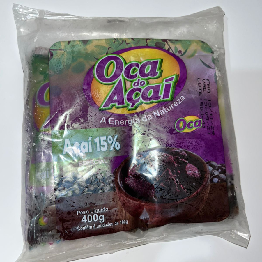 Açaí em barra 15% praticidade, sabor e energia para o seu dia! Açaí em barra com 15% de açaí, embalado em 4 unidades de 100g para facilitar sua rotina ideal para receitas rápidas, nutritivas e cheias de sabor.