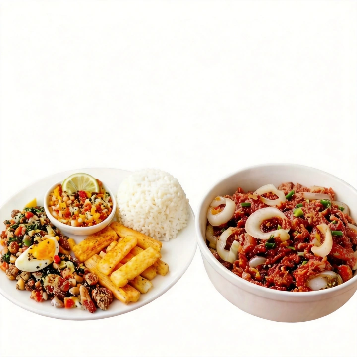Com Baião de Dois ou Tropeiro, Arroz, Farofa de Cuscuz e Aipim.